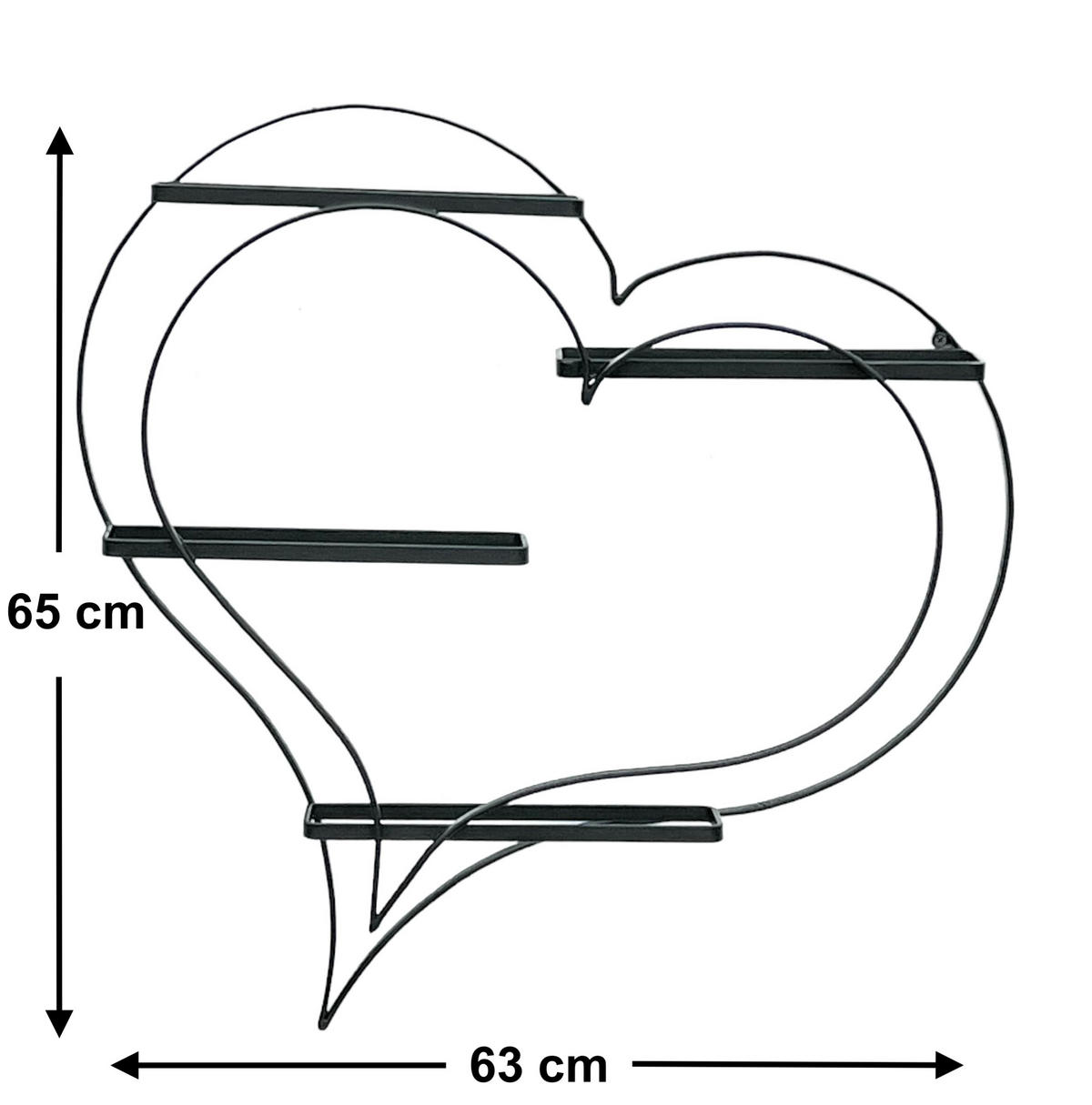 WEINREGAL Herz für 4 Flaschen Metall Schwarz 65 cm 96417 - Schwarz, Metall (63/65/10cm) - DanDiBo