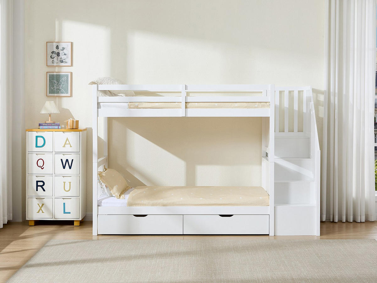 ETAGENBETT - 2 Personen - Holz, Platte - Weiß - - Weiß, Holz (90/190cm) - Vente-Unique