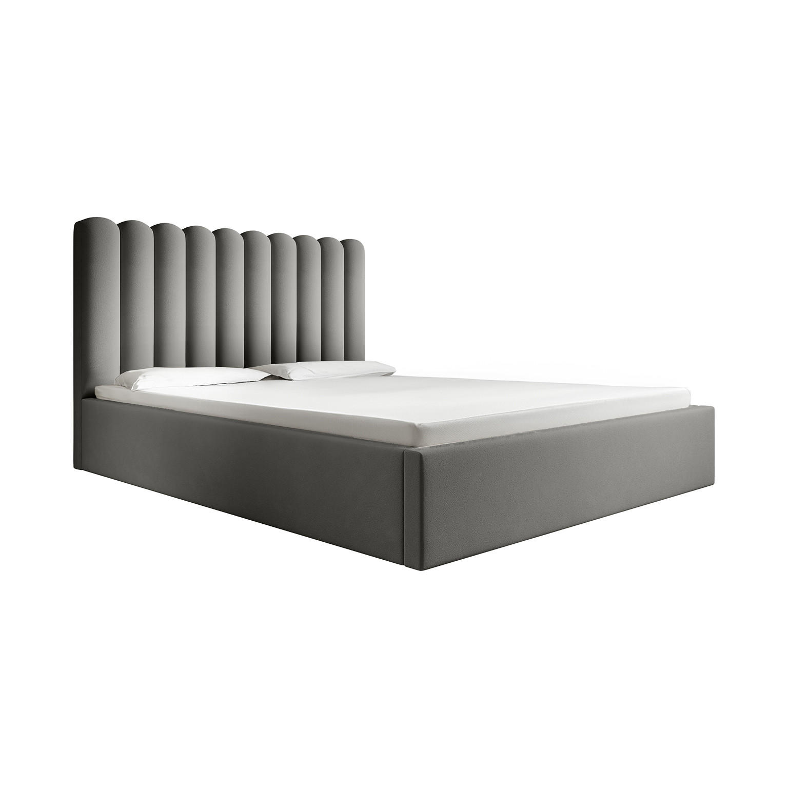 POLSTERBETT mit Kopfstütze Priesa 140x200 cm, Grau - Grau, Textil (140/200cm) - Fedve