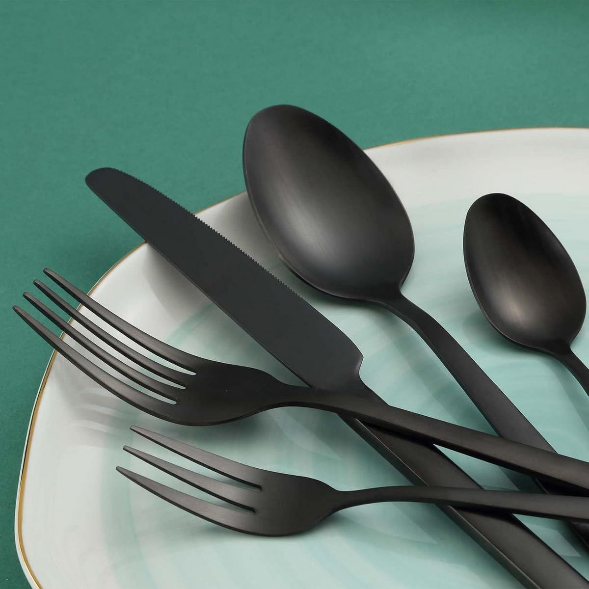 BESTECKSET für 6 Personen 30-teilig Edelstahl Mattschwarz - Schwarz, Metall