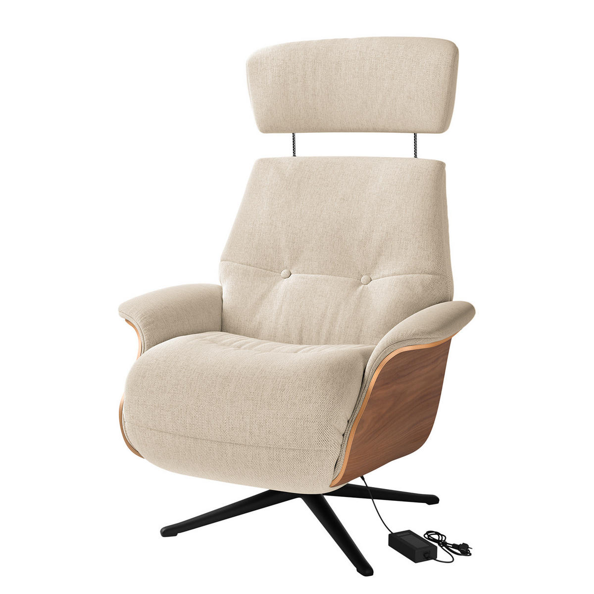 SESSEL - elektrisch verstellbar - Beige/Schwarz, Textil/Metall (83/110/88cm) - home24