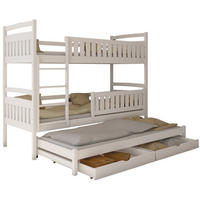 ETAGENBETT 90x200 cm mit Ausziehbett & zwei Schubladen in weiss - Weiß, Holz (90/200cm) - Kids Collective