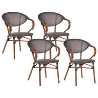 GARTENSTUHL 4er Set Grau Caspri II - Dunkelbraun/Grau, Metall (57/80/55cm) - Beliani