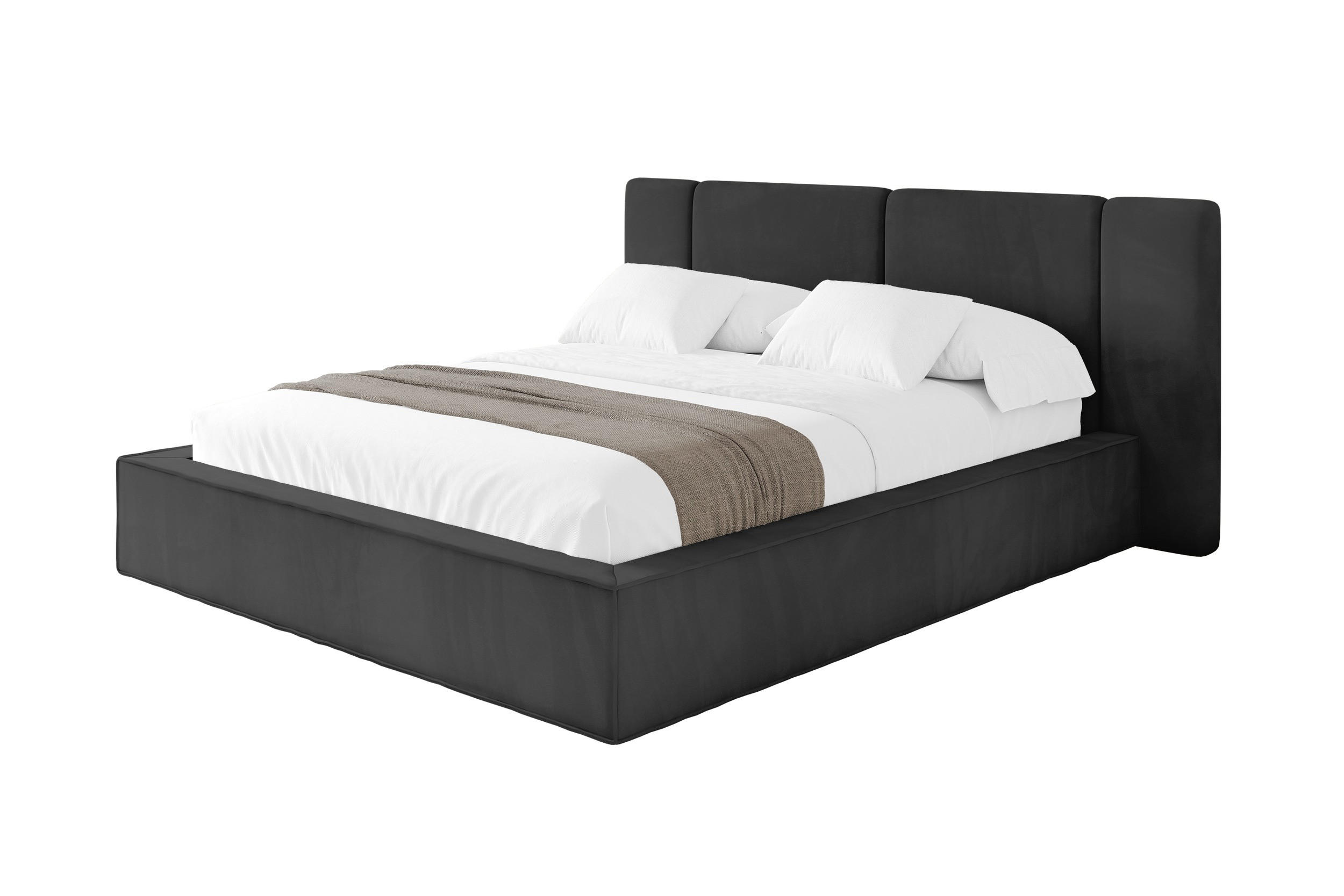 POLSTERBETT mit Bettkasten und Lattenrost, Bett mit Matratze H3/H4 - RIVO 140x200 Schwarz - Schwarz, Holzwerkstoff/Textil (140/200cm) - ALTDECOR