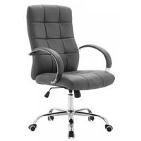 CHEFSESSEL Lederlook grau - Chromfarben/Grau, Textil/Metall (54/105/51cm) - CLP