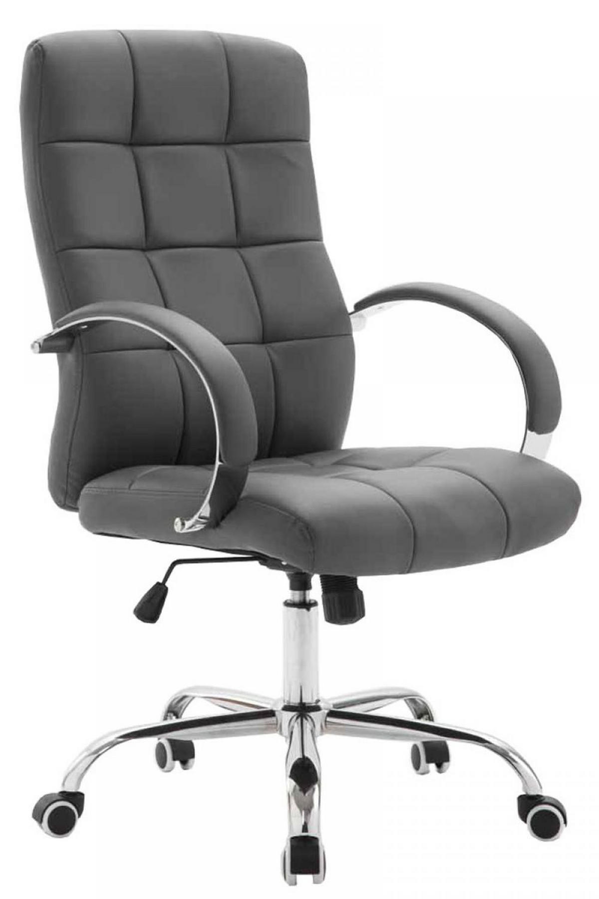 CHEFSESSEL Lederlook grau - Chromfarben/Grau, Textil/Metall (54/105/51cm) - CLP