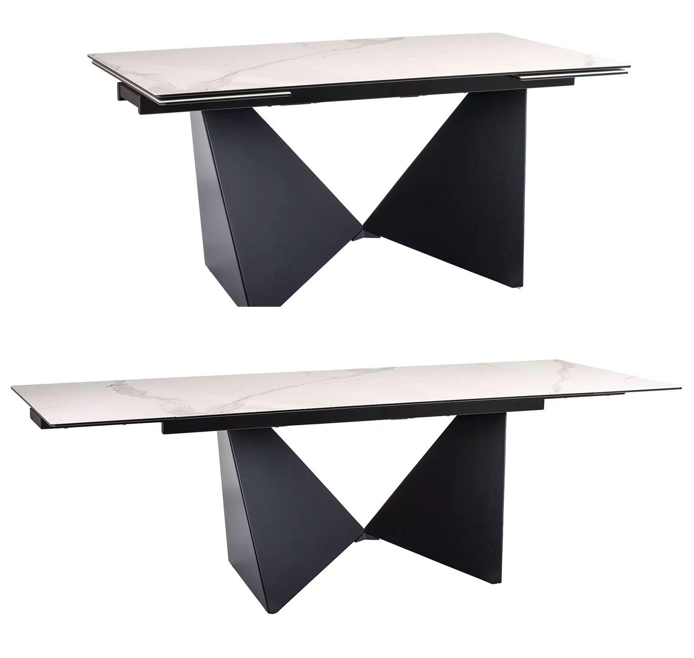ESSTISCH Peterson Marmor Matt / Schwarz Matt 160-240 / 90 / 76cm - Schwarz/Weiß, Holz/Keramik (90/240/76cm) - Feldmann-Wohnen