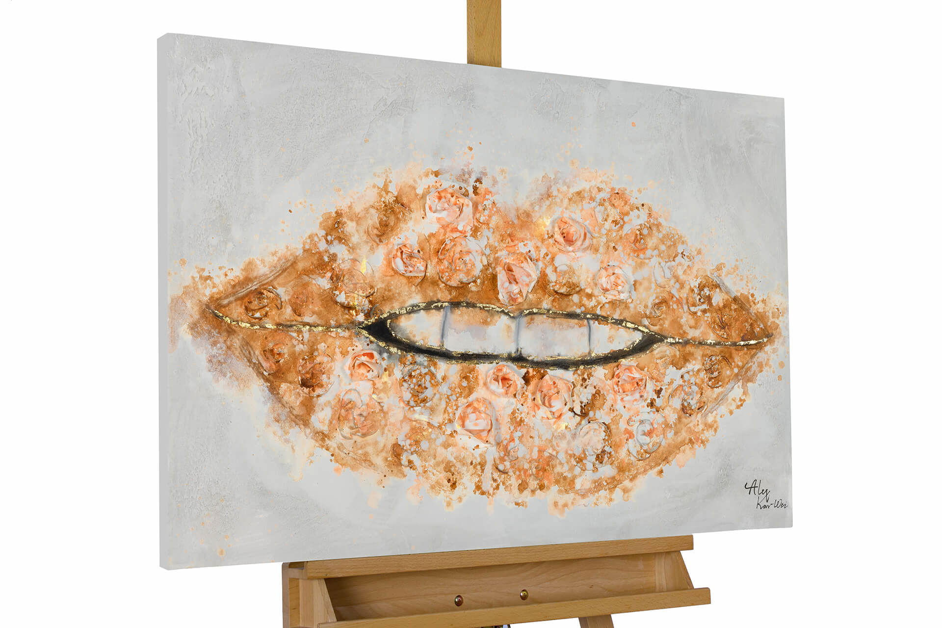 KUNSTLOFT RUČNĚ MALOVANÝ AKRYLOVÝ OBRAZ ŠEDÝ/RŮŽOVÝ, 90/60 CM
