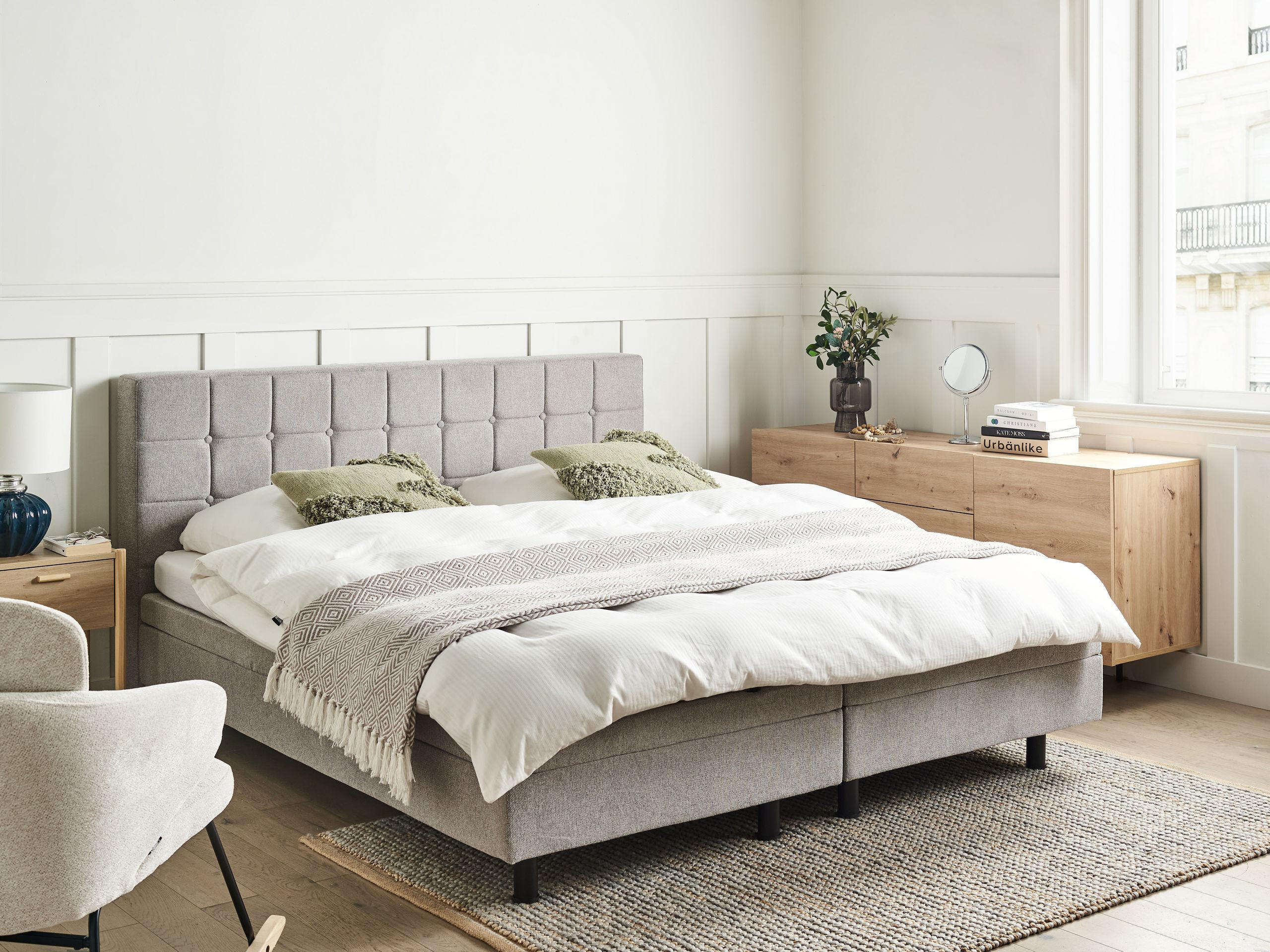 POLSTERBETT verstellbar 180x200 cm Grau Duke - Hellgrau, Textil (180/200cm) - Beliani