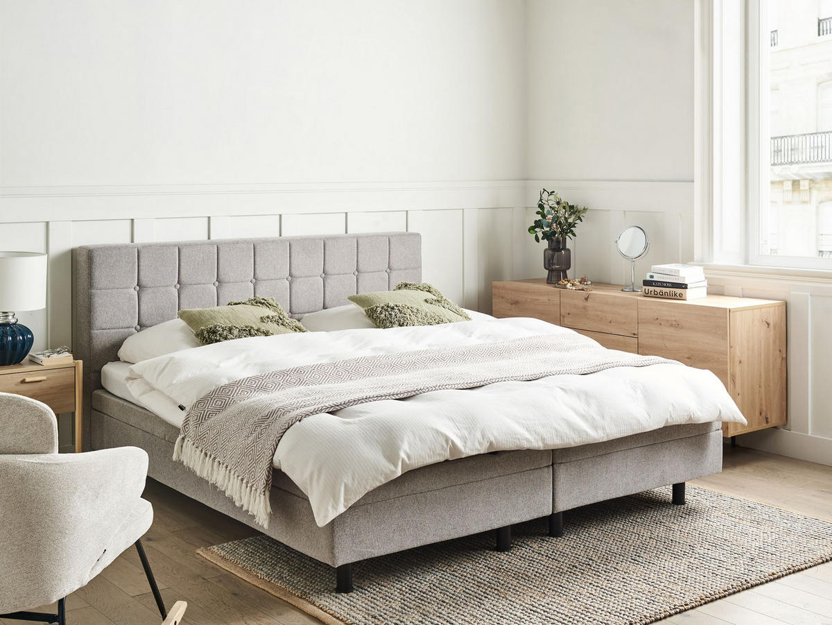 POLSTERBETT verstellbar 180x200 cm Grau Duke - Hellgrau, Textil (180/200cm) - Beliani