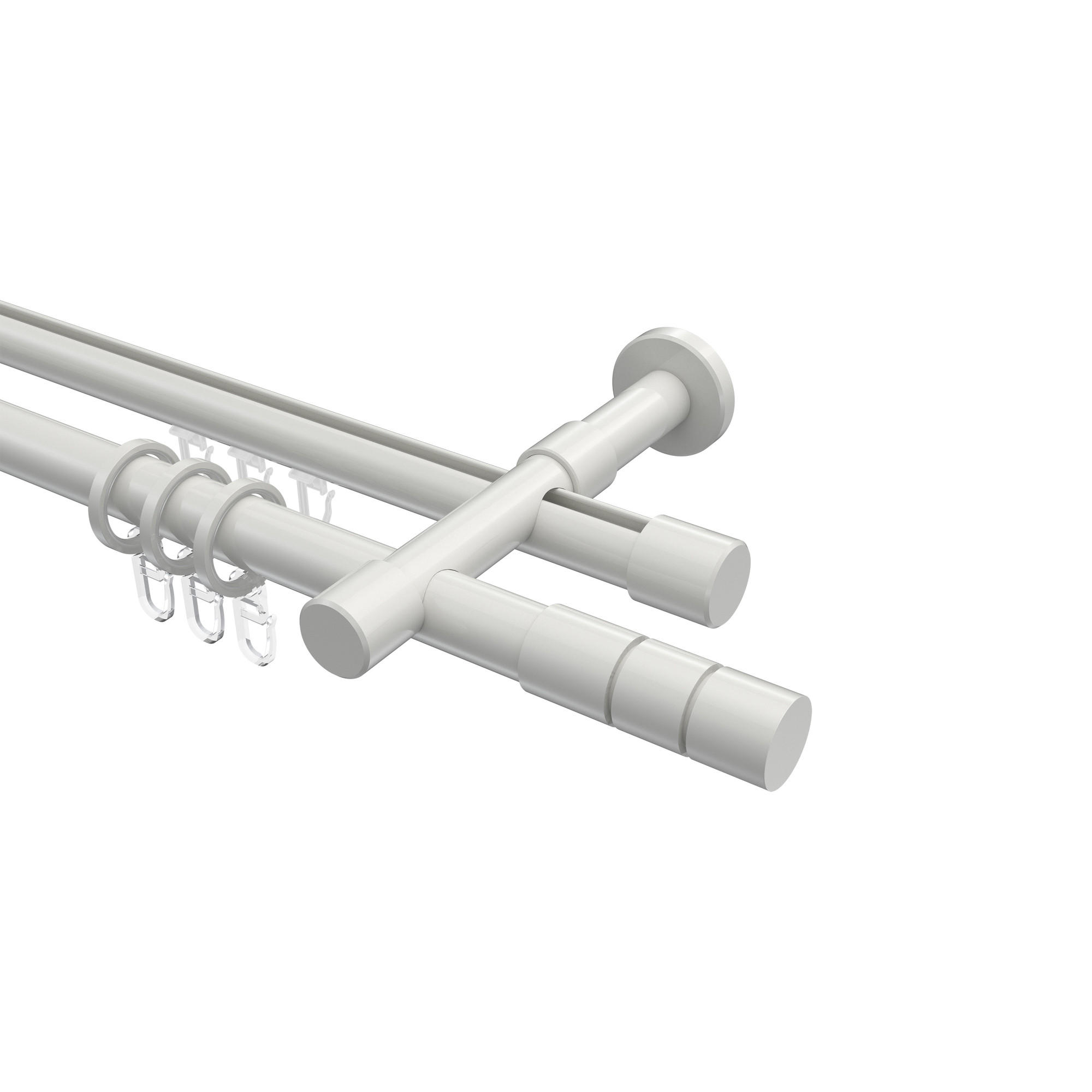 RUNDROHR-INNENLAUF-GARDINENSTANGEN-SET Prestige Elanto 140 cm, 2-läufig, 20 mm Ø Weiß - Weiß, Metall (140cm) - INTERDECO