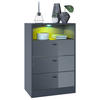 KOMMODE Pino Fronten in Grau Hochglanz - Grau, Holzwerkstoff (56/86.5/36cm) - Vladon