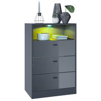 KOMMODE Pino Fronten in Grau Hochglanz - Grau, Holzwerkstoff (56/86.5/36cm) - Vladon