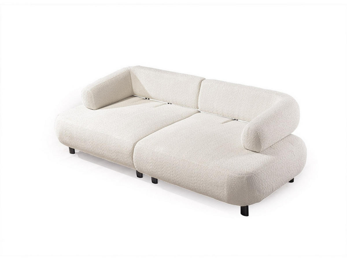 SOFA Barcelona 3-Sitzer Webstoff Creme - Creme, Holz/Textil (230/79/110cm) - Villa Möbel