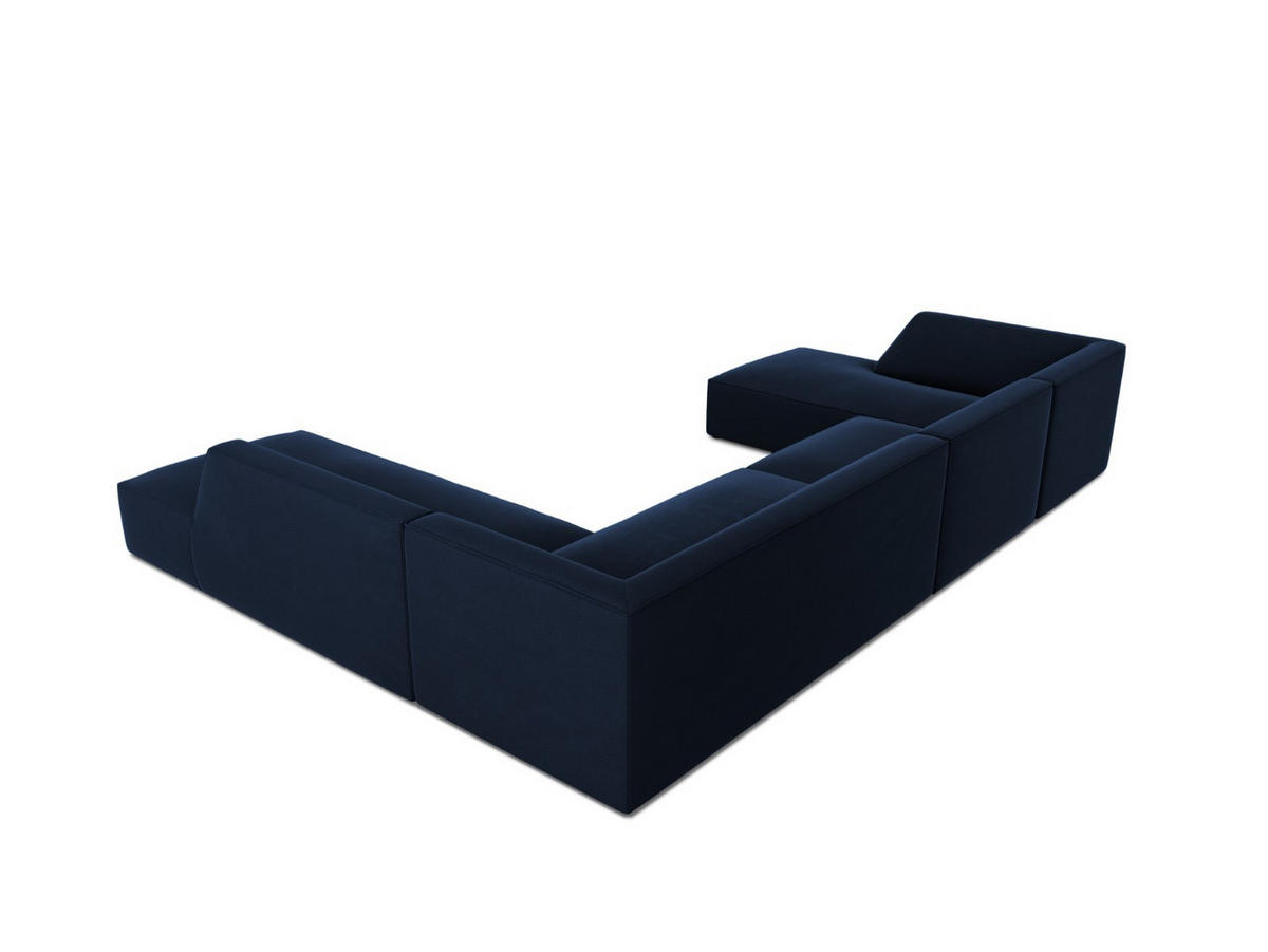 PANORAMASOFA rechts Ruby aus Samt königsblau 7 Sitzplätze - Blau, Textil (273/69/366cm) - Micadoni