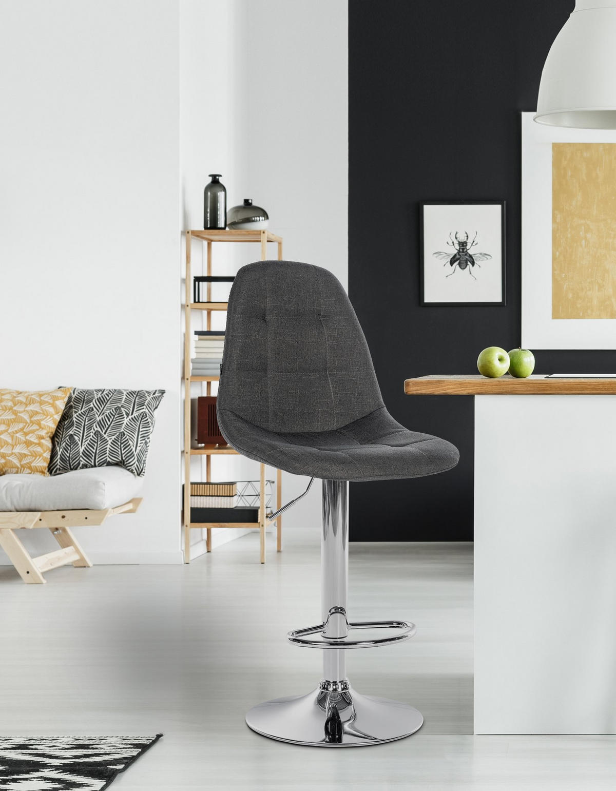 BARHOCKER Metall dunkelgrau - Dunkelgrau, Textil/Metall (47/99/56cm) - CLP