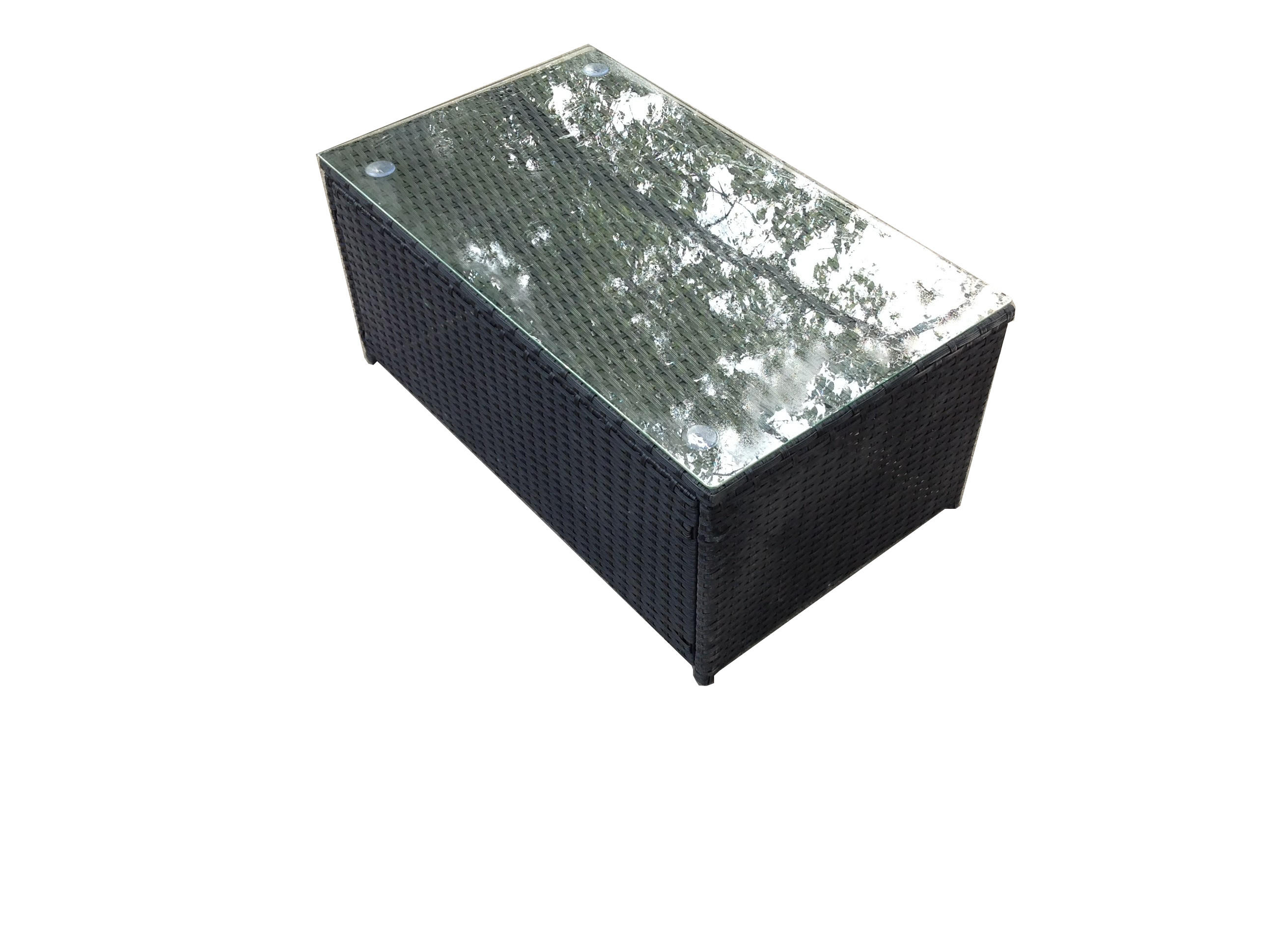 GARTENTISCH Polyrattan - Schwarz, Glas/Kunststoff (85/50/37cm) - Fimous