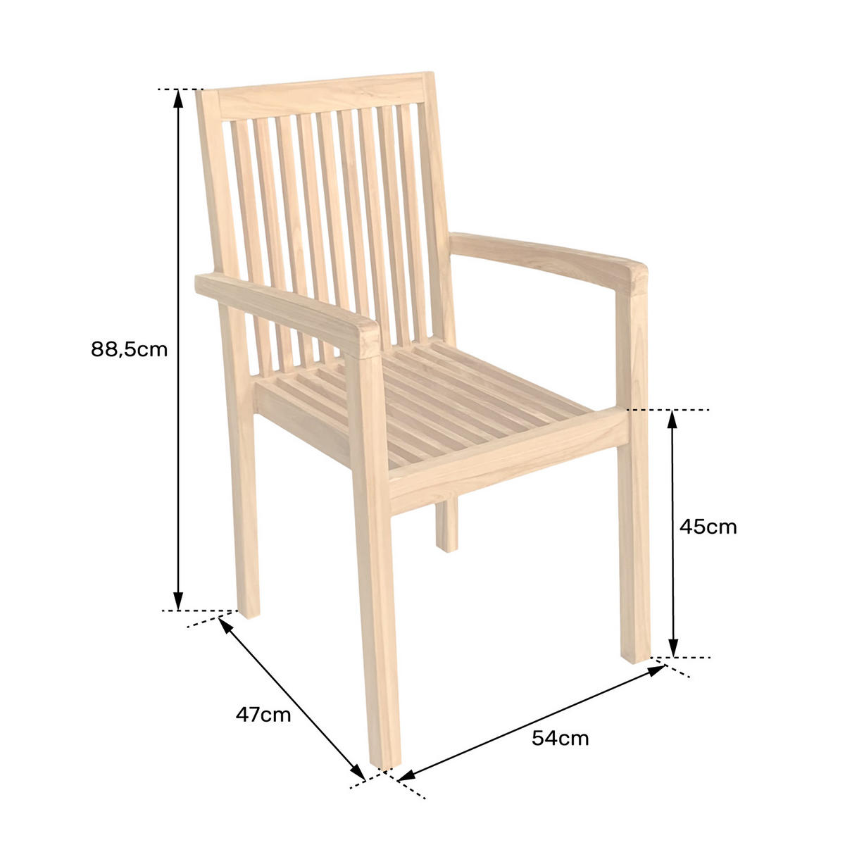 GARTENSTÜHLE Java 4er-Set - Braun, Holz (54/88.5/47cm) - Happy Garden