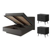 SCHLAFZIMMER-SET Lante schwarz 3-teilig mit Metall-Lattenrahmen - Schwarz, Holz/Metall (160/200cm) - Feldmann-Wohnen