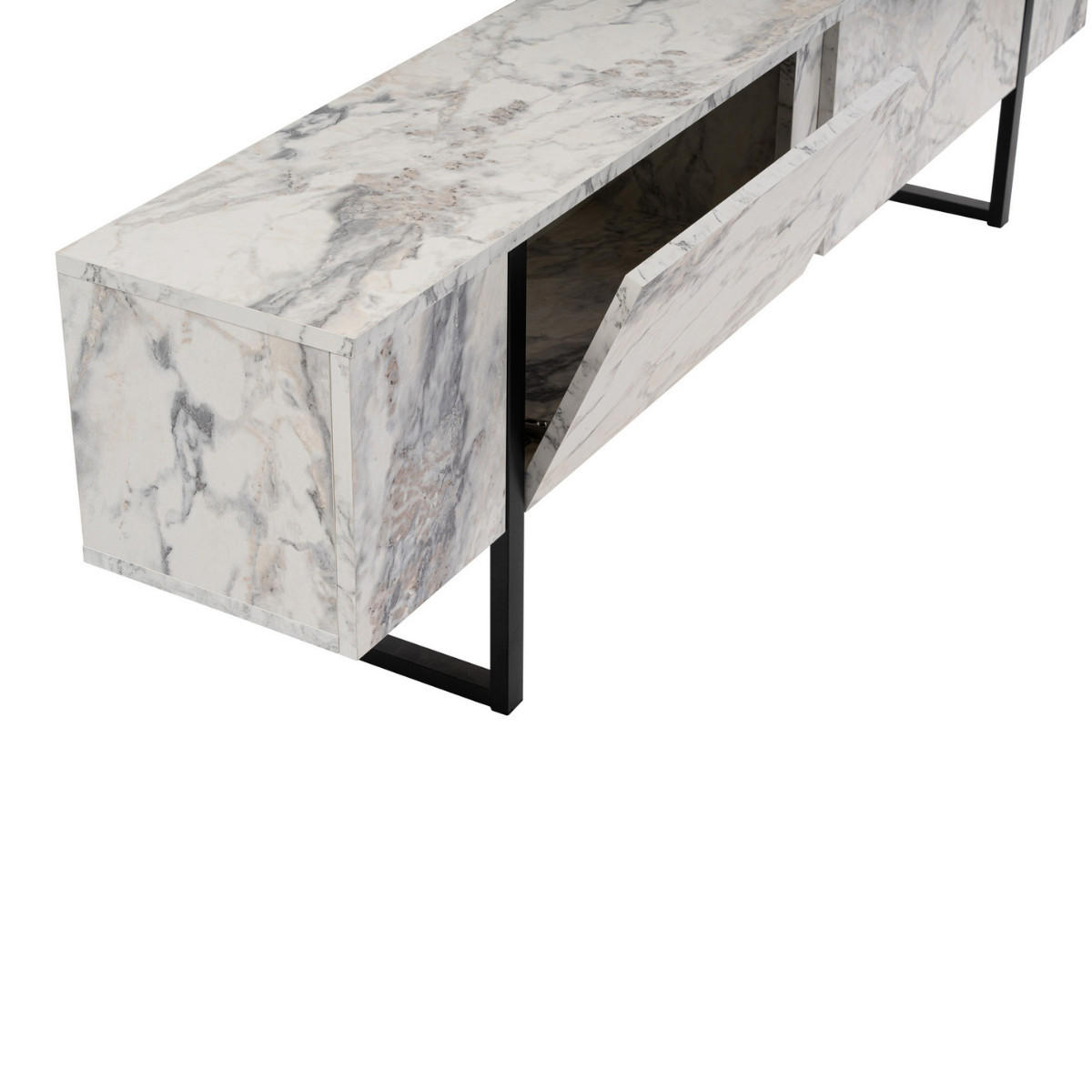 TV-MÖBEL mit 2 klapptüren - serenity 180/29,5/50 cm - Schwarz, Holzwerkstoff (29.5/50/188cm) - Calicosy