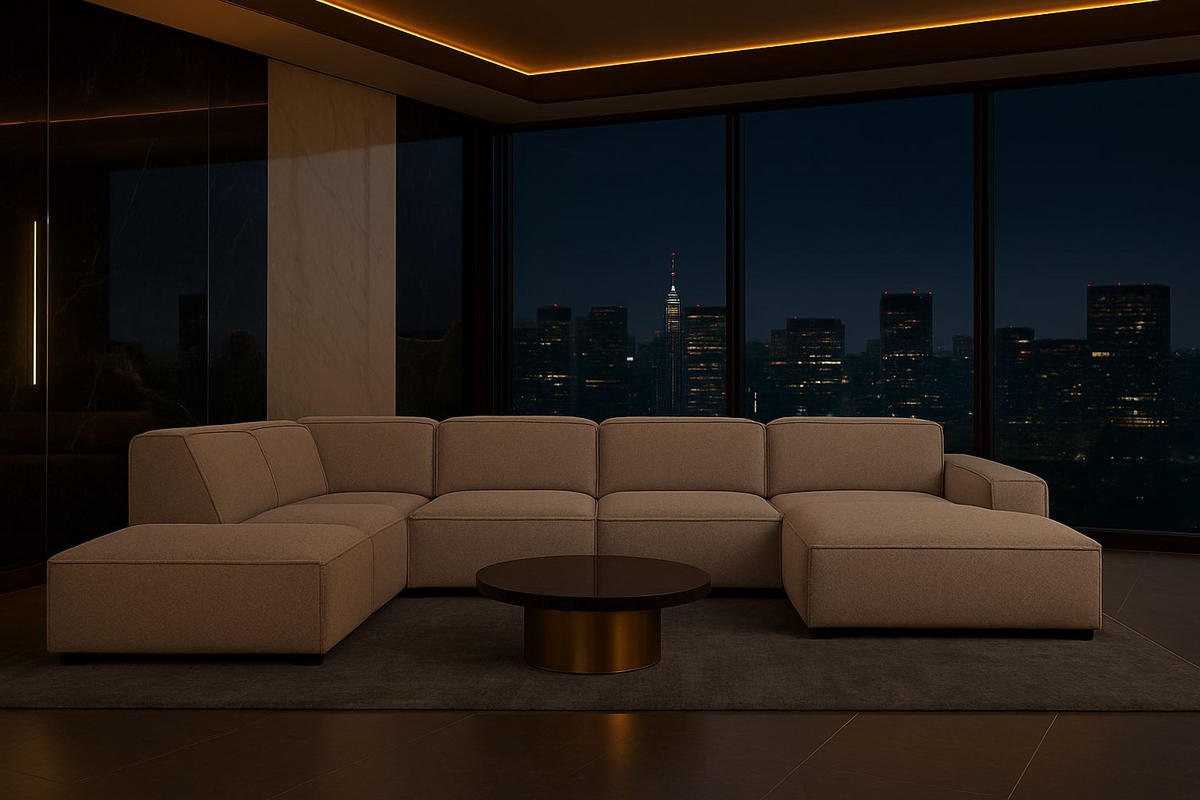 ECKSOFA Cursal V, Stoff Artico, Beige, Links - Beige, Holz (364/262cm) - Kaiser Möbel