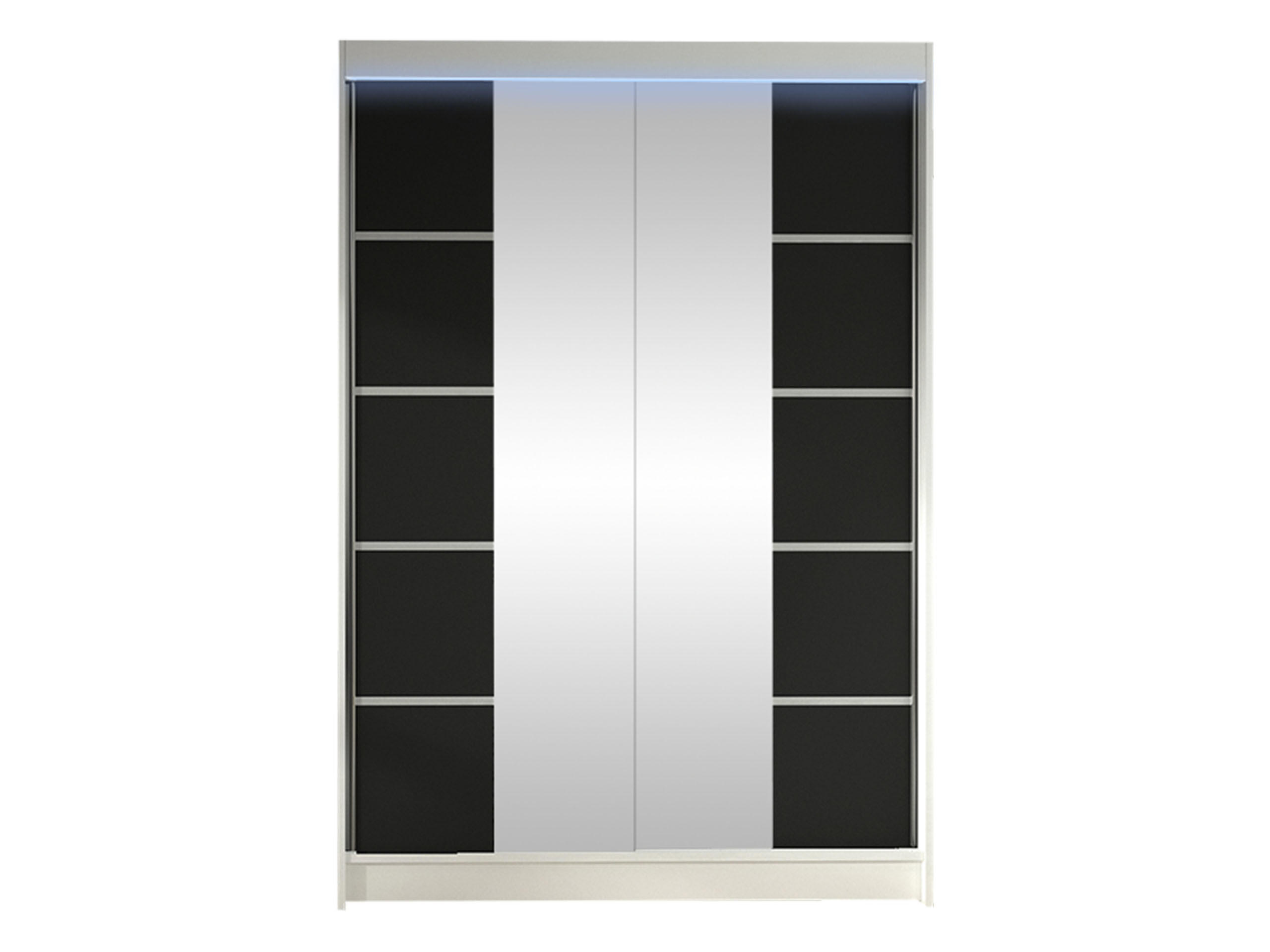 SCHWEBETÜRENSCHRANK Lino V mit RGB LED Beleuchtung - Schwarz/Weiß, Holzwerkstoff/Metall (120/200/58cm) - MIRJAN24