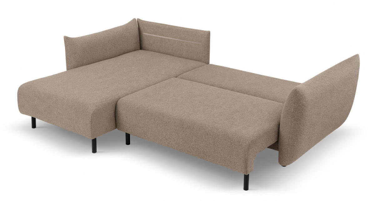 ECKSOFA Hellbraun DELI Mit Schlaffunktion Links - Braun, Textil (257/171cm) - Sepro Meble