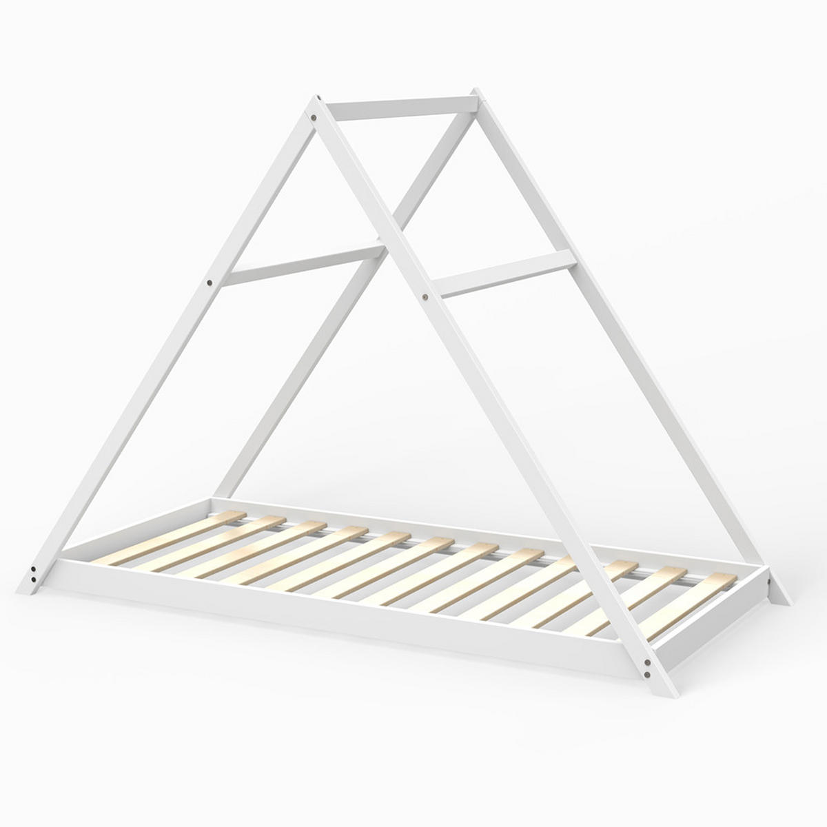 HAUSBETT APACHE MIT LATTENROST/ KINDERBETT 90X190 - WEISS - Weiß, Holz (100/148/208cm) - Weber Industries