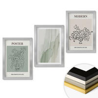 WANDBILDER 3er Set - 20x30 cm Silberner Rahmen - Blumen in einer modernen Vase - Silberfarben, Kunststoff (20/30cm) - ArtPrintCave