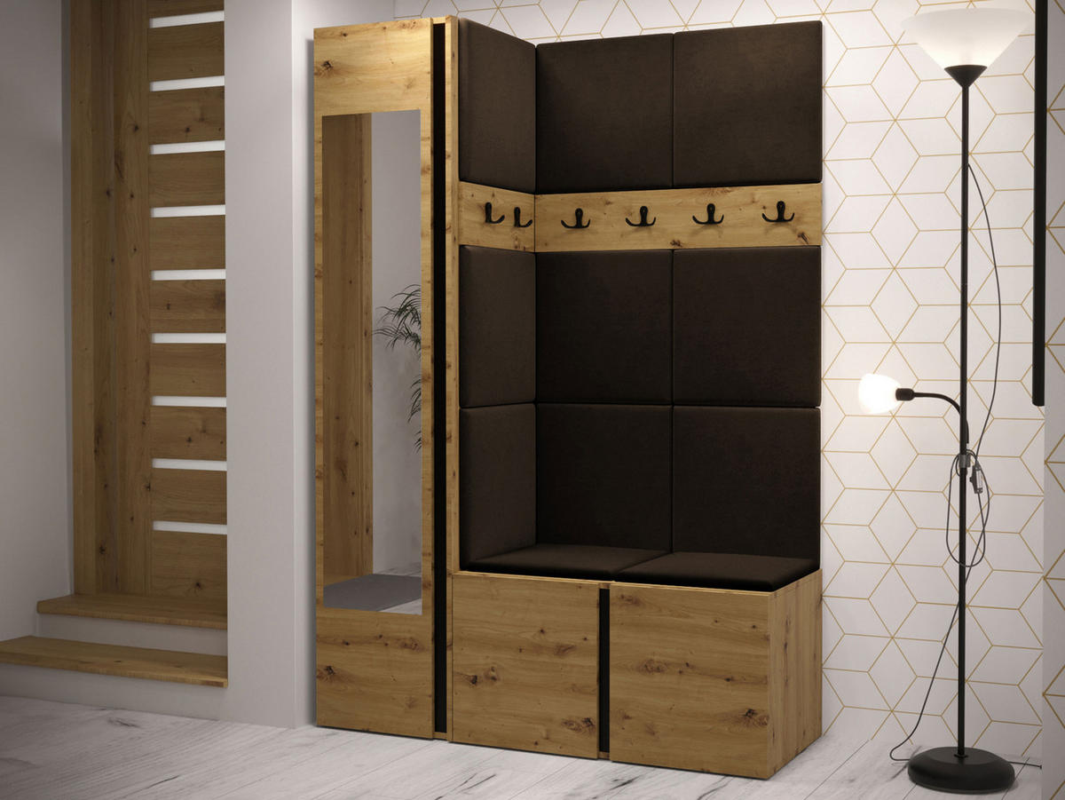 GARDEROBEN-SET Orion X - Eiche Artisan/Braun, Holzwerkstoff/Kunststoff (124/186/46cm) - MIRJAN24