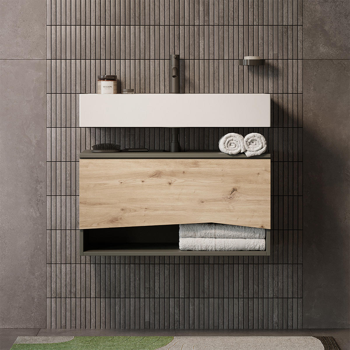 WASCHBECKENUNTERSCHRANK Willow Artisan 80 x 42.8 cm mit Schublade - Anthrazit/Eiche Artisan, Holzwerkstoff (80/42.8/43cm) - Vicco