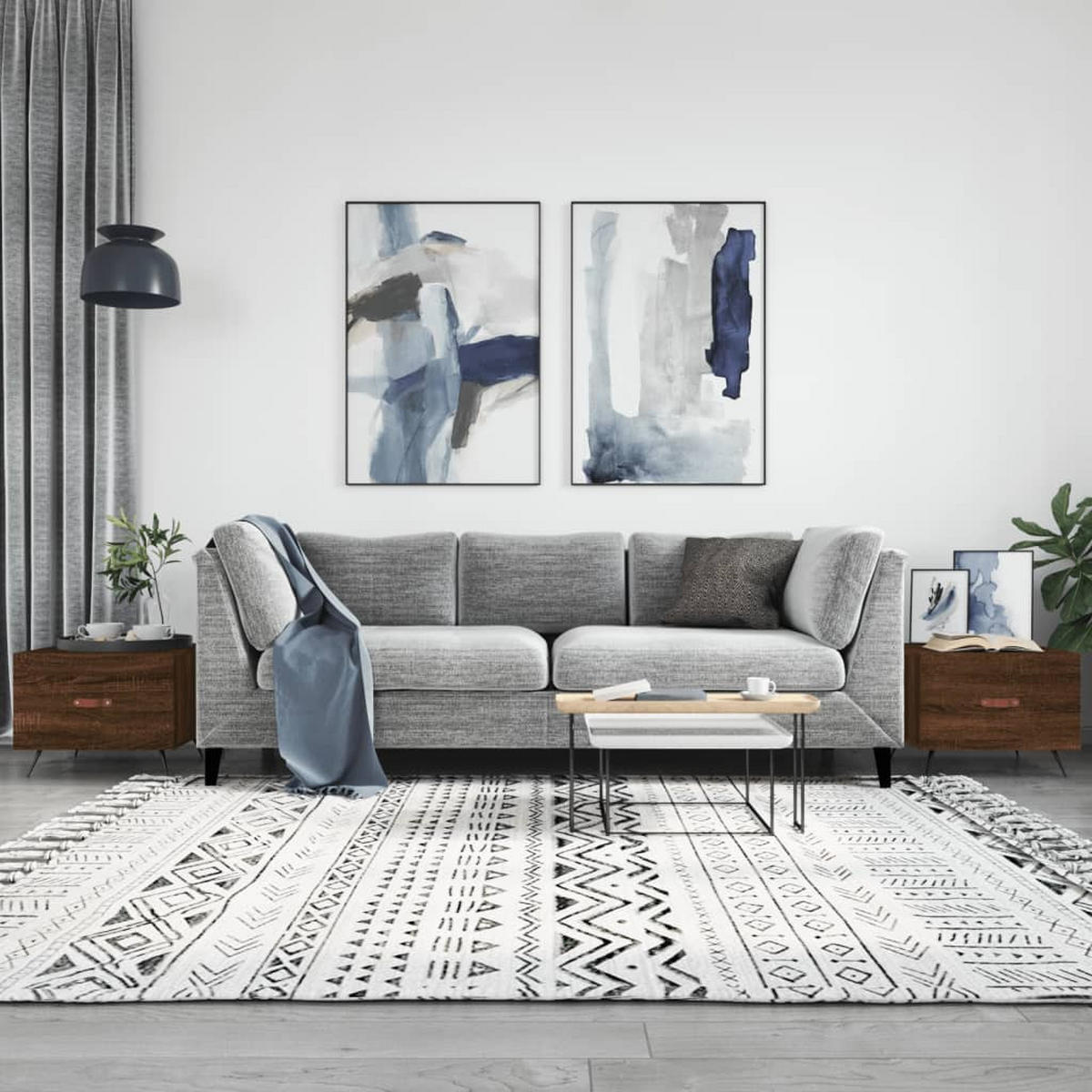 COUCHTISCHE 2 Stk. Braun Eichen-Optik 50x50x40 cm Holzwerkstoff - Braun, Holzwerkstoff (50/50/40cm) - furnicato