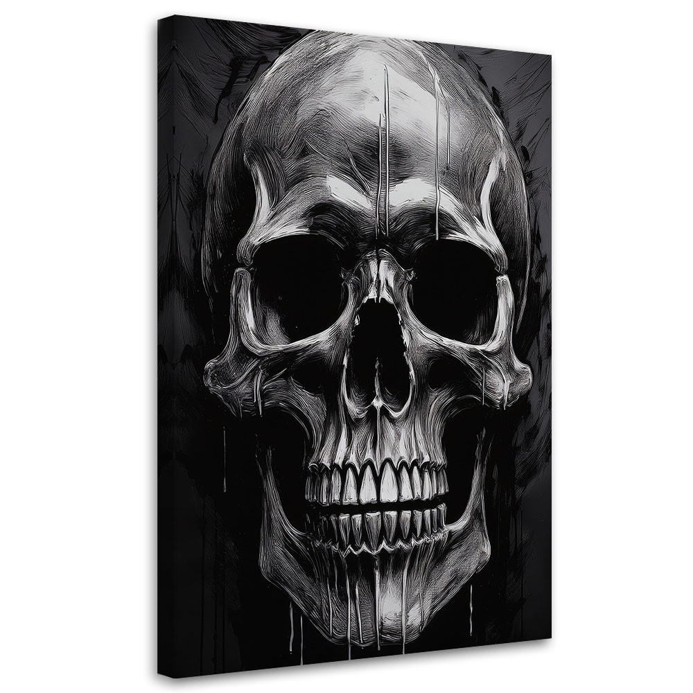 WANDBILD schädel schwarz und weiß - Grau, Textil (60/90cm) - Feeby