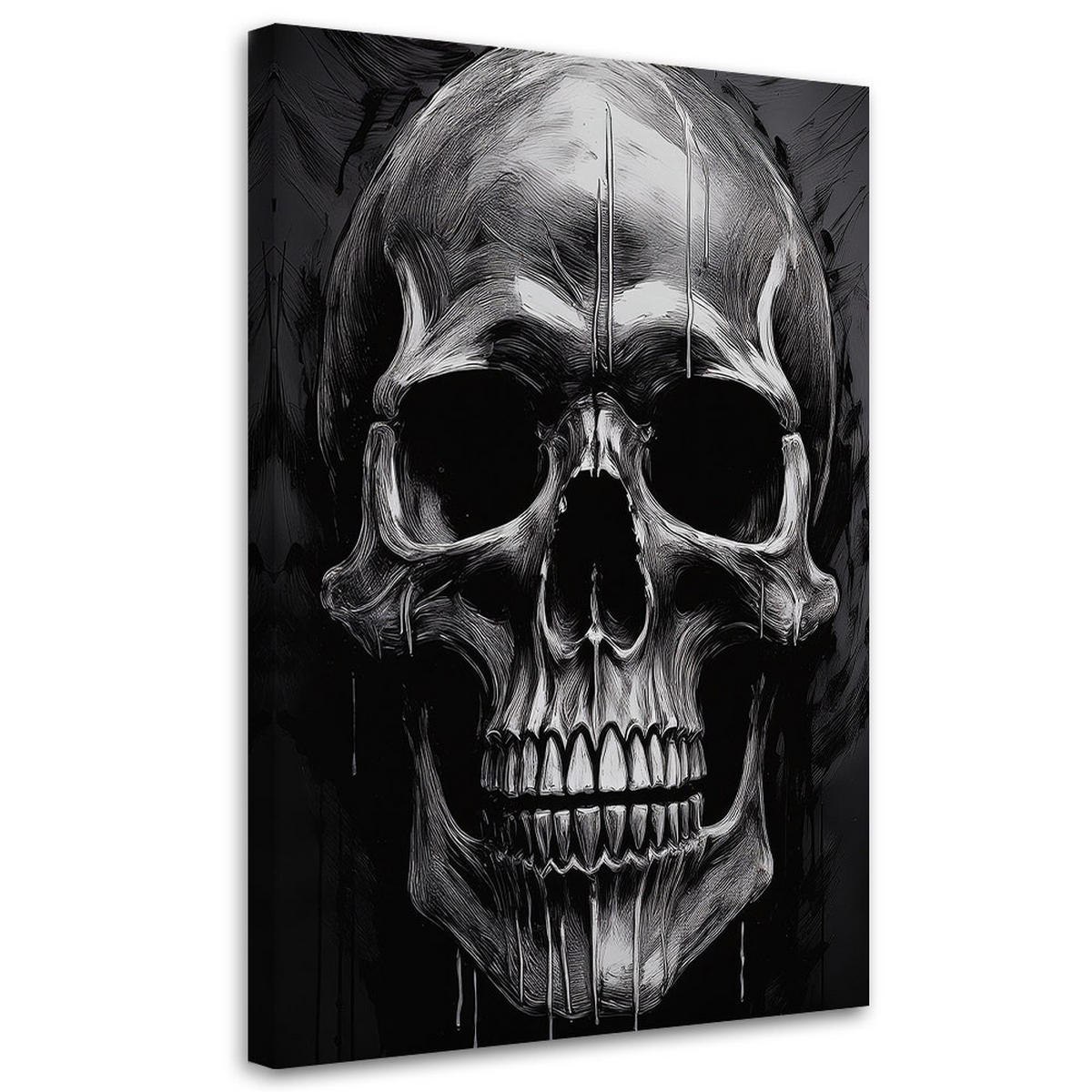 WANDBILD schädel schwarz und weiß - Grau, Textil (60/90cm) - Feeby