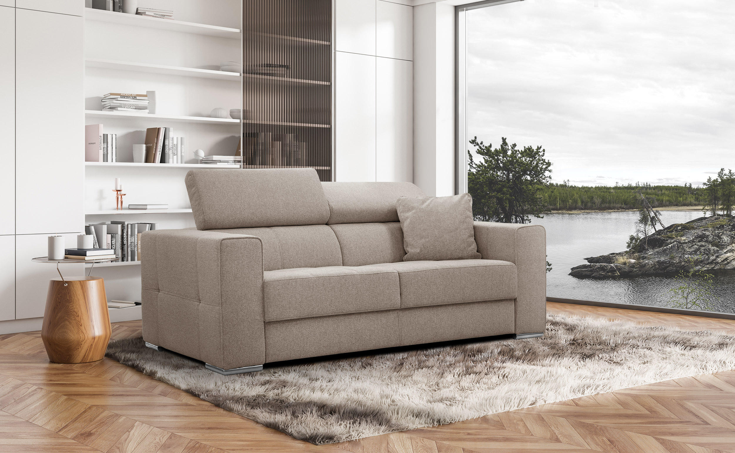 SOFA QUARTZ 3-Sitzer, taupe - Taupe, Holzwerkstoff/Textil (202/80/102cm) - Courtois Laville