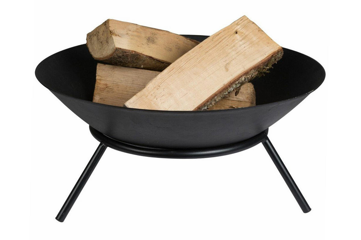 FEUERSCHALE Ø56x28 cm, Gusseisen, Schwarz - Schwarz, Metall (56/26/56cm) - dasmöbelwerk
