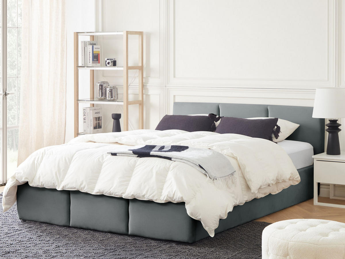 POLSTERBETT 160/200cm Dunkelgrau Bousse - Dunkelgrau, Textil (160/200cm) - Beliani