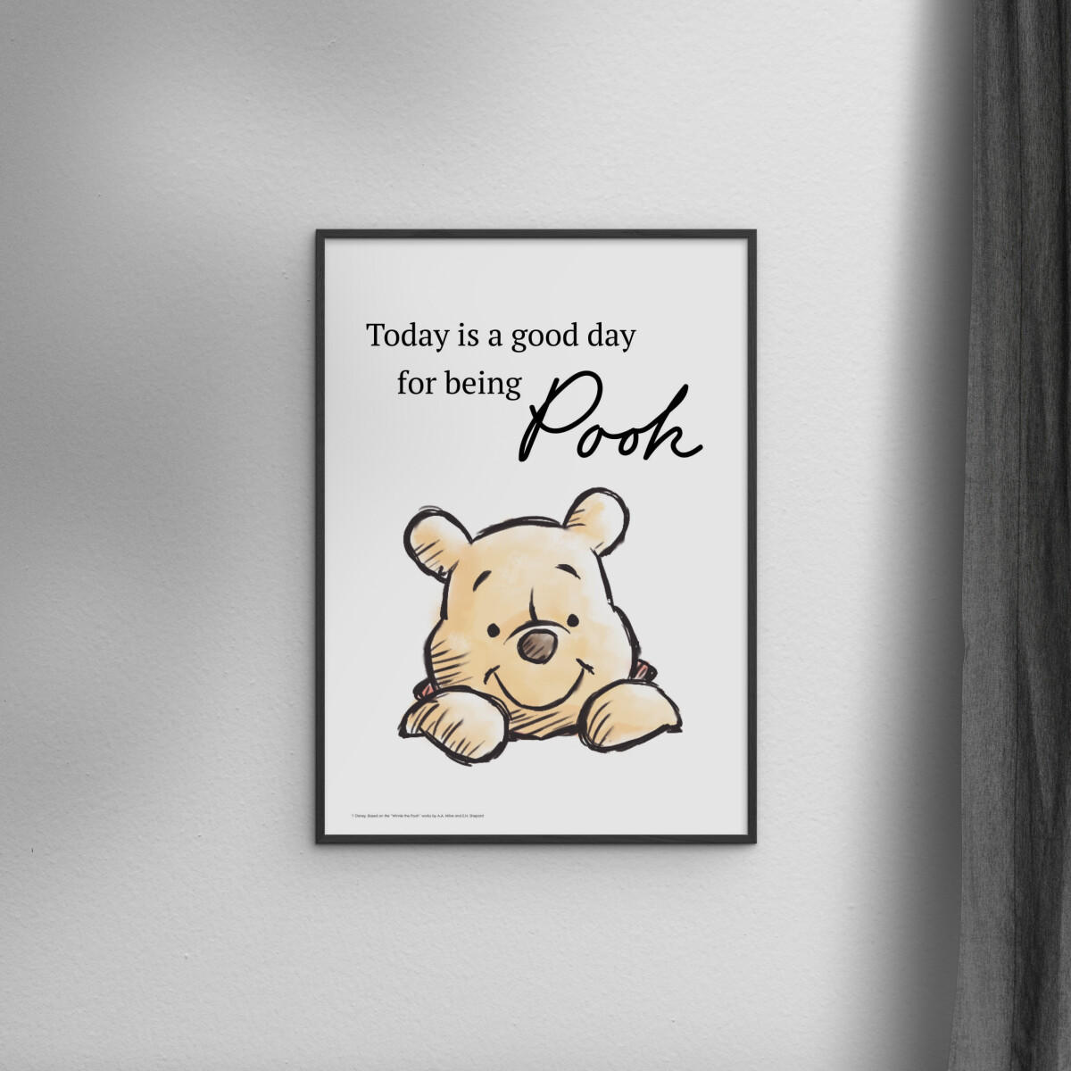 POSTER mit Rahmen Disney - Just Being Winnie the Pooh Today - Gelb/Schwarz, Holz/Papier (30/40cm) - Poster&Frame