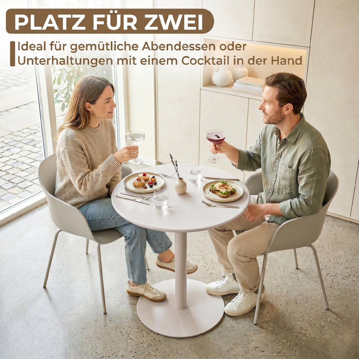 ESSTISCH Stahl Beige - Beige, Metall (60/60/72cm) - HOMCOM