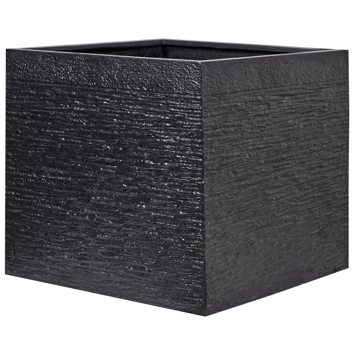 BLUMENTOPF schwarz quadratisch 50/50/46 cm Paros - Schwarz, Naturmaterialien (46cm) - Beliani