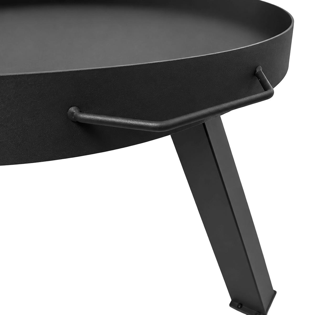 FEUERSCHALE Schwarz Stahl mit Schürhaken 64 cm - Schwarz, Metall (64/36/64cm) - Relaxdays
