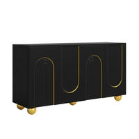 SIDEBOARD DE-37537 140/40/74 cm mit 4 Türen Schwarz - Schwarz, Holzwerkstoff (140/74/40cm) - ComfortXL