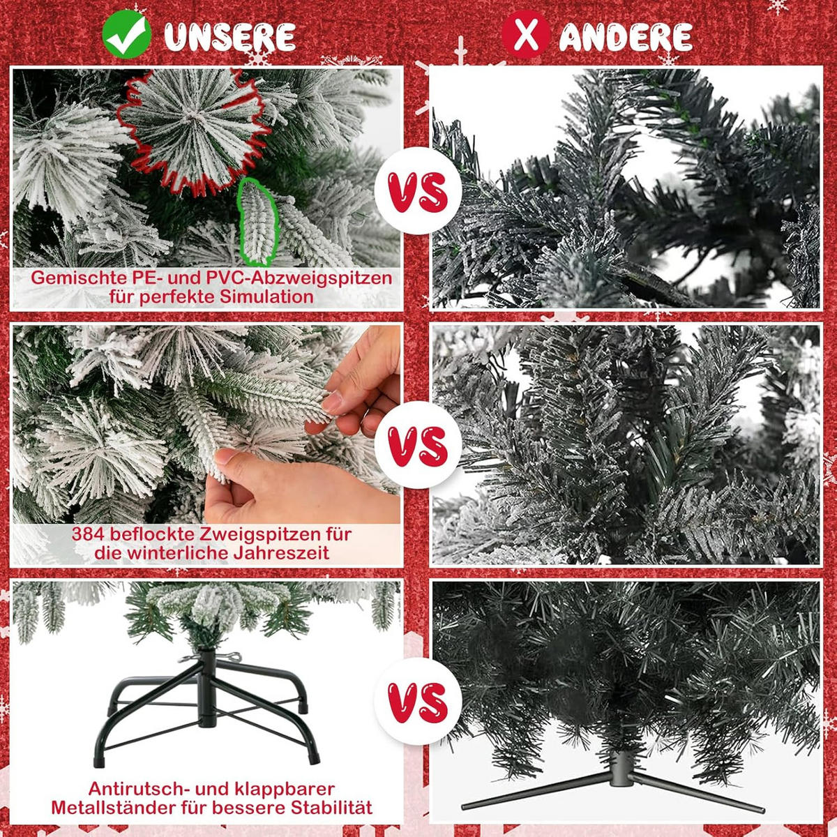 WEIHNACHTSBAUM Beleuchtung Grün - Grün, Kunststoff (136cm) - COSTWAY