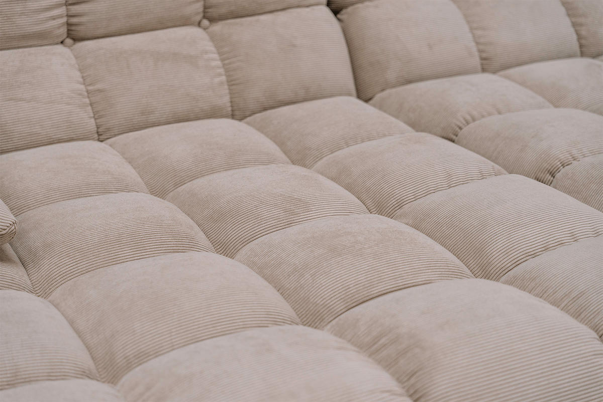 BIG SOFA VIVIEN Beige Cord - Beige/Schwarz, Kunststoff/Textil (296/85/178cm) - KAWOLA