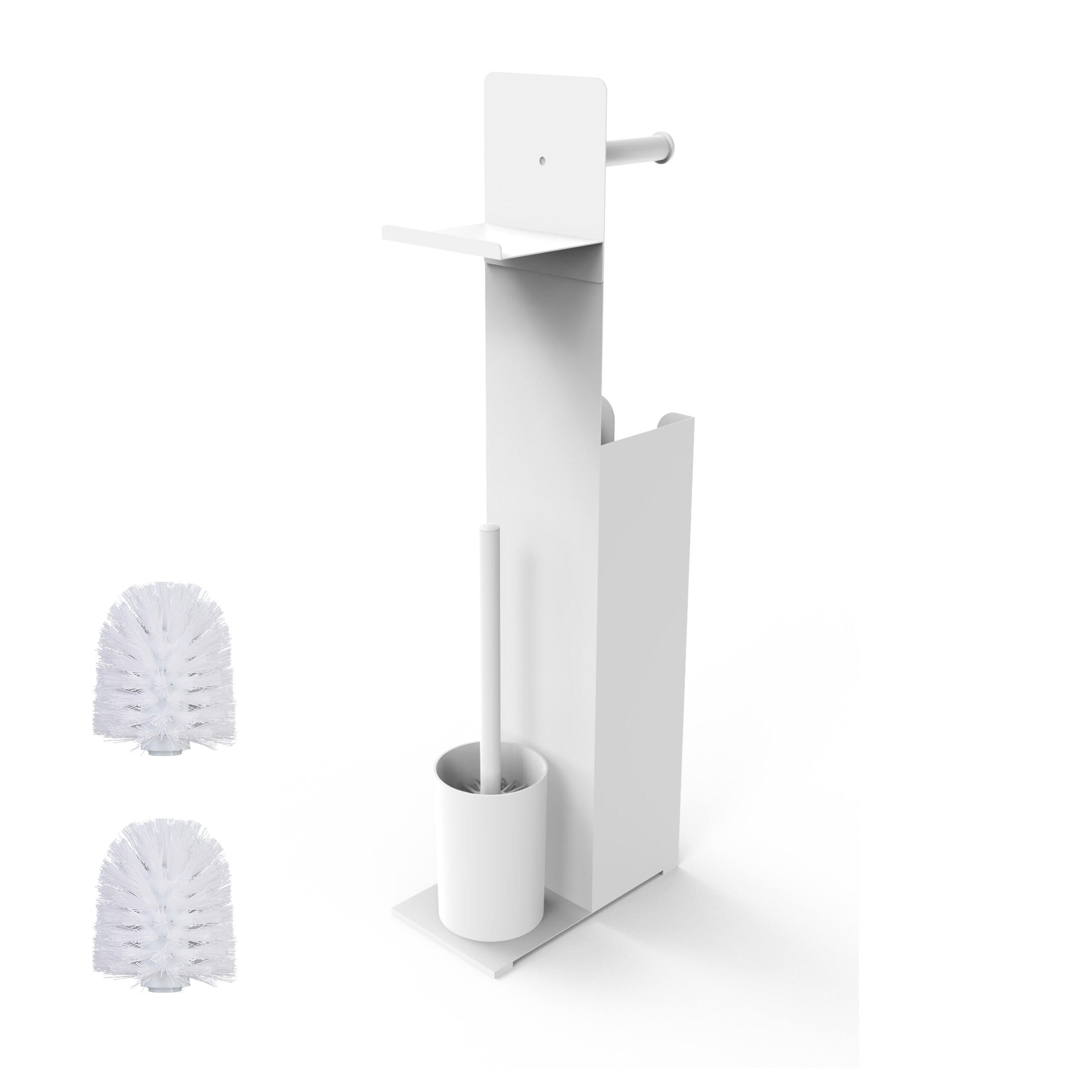 WC-GARNITUR - Weiß, Kunststoff/Textil (22/67/12cm) - Relaxdays