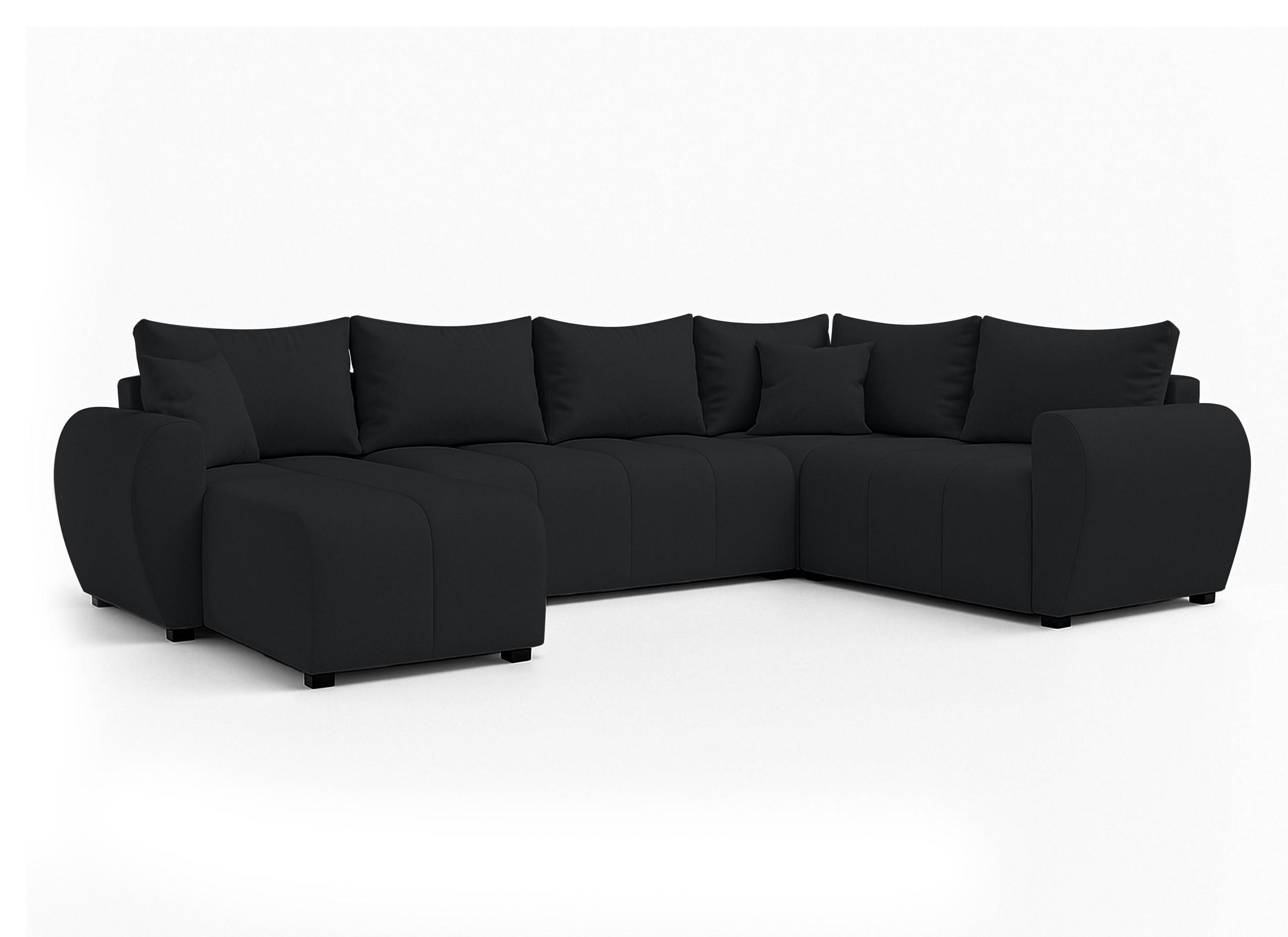 WOHNLANDSCHAFT Malatya U Form MAX Schwarz 311/145/82 cm mit Schlaffunktion - Schwarz, Kunststoff/Textil (208/82/303cm) - AX Living