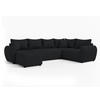 WOHNLANDSCHAFT Malatya U Form MAX Schwarz 311/145/82 cm mit Schlaffunktion - Schwarz, Kunststoff/Textil (208/82/303cm) - AX Living