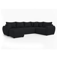 WOHNLANDSCHAFT Malatya U Form MAX Schwarz 311/145/82 cm mit Schlaffunktion - Schwarz, Kunststoff/Textil (208/82/303cm) - AX Living