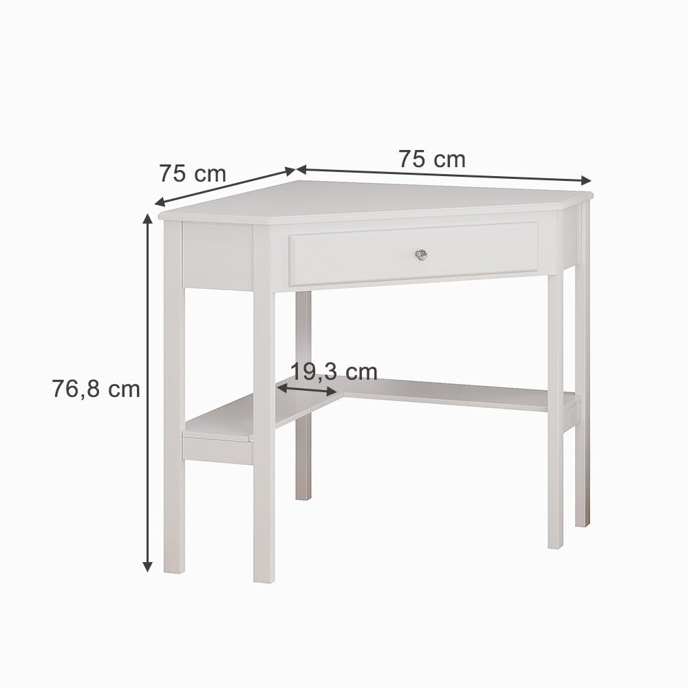 ECKSCHREIBTISCH Velto Weiß 75 x 71.6 cm - Weiß, Holzwerkstoff (71.6/75/76.8cm) - Vicco