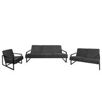 POLSTERGARNITUR (3-2-1) - Strukturstoff - Dunkelgrau, Textil (1/1/1cm) - home24